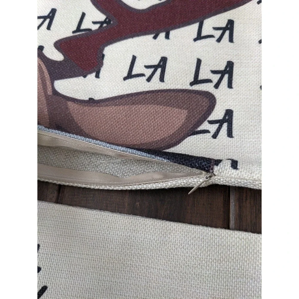 Set 4 XMAS Pillow Covers Santa Snowman Elf Reindeer Gnome Hohoho Falala *DEFECT
